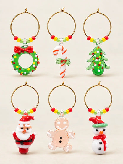 Glass Figurine Set, Wine Glass Charms (6-Piece)