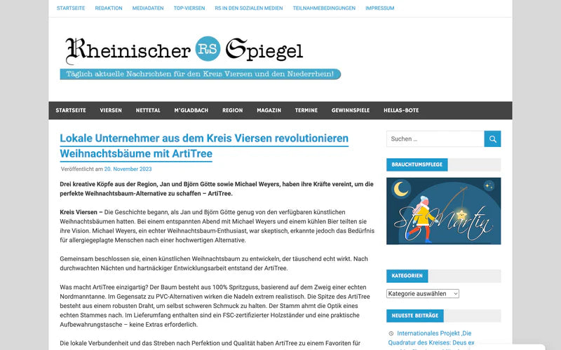 Artikel Rheinischer Spiegel: Weihnachtsbäume von ArtiTree aus Kreis Viersen