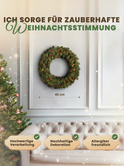 Kunstkerstkrans 40 cm met rode bessen van ArtiTree