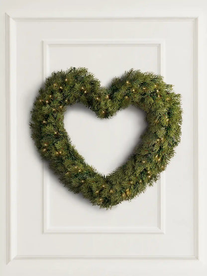 Artificial heart-shaped Christmas wreath 40cm with LED lights by ArtiTree