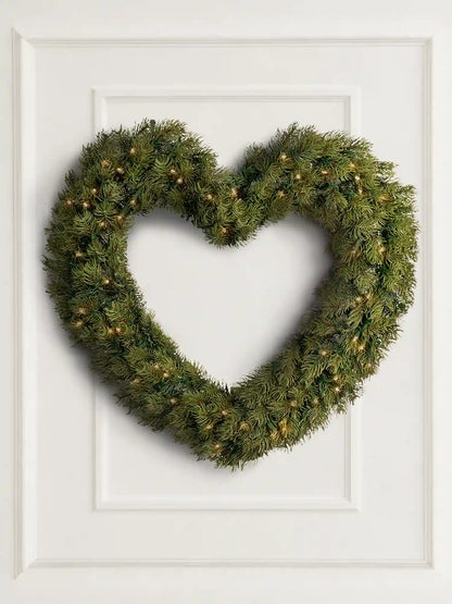 Heart-shaped artificial Christmas wreath with LED lights, 60cm, by ArtiTree