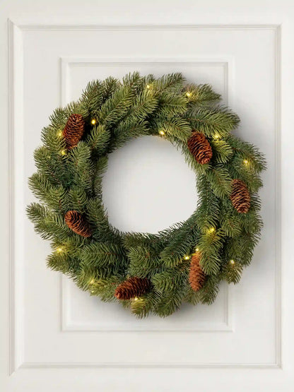 Kunstkerstkrans 60cm met dennenappels en ledverlichting van ArtiTree