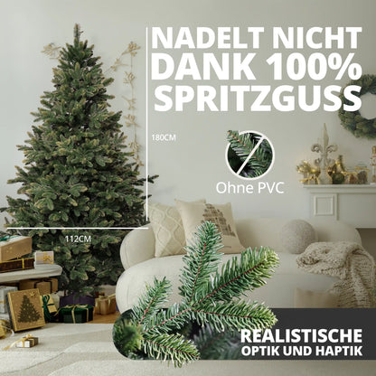 Künstlicher Weihnachtsbaum Nordmanntanne von ArtiTree aus 100 % Spritzguss, ohne PVC, mit realistischer Optik im Wohnzimmer