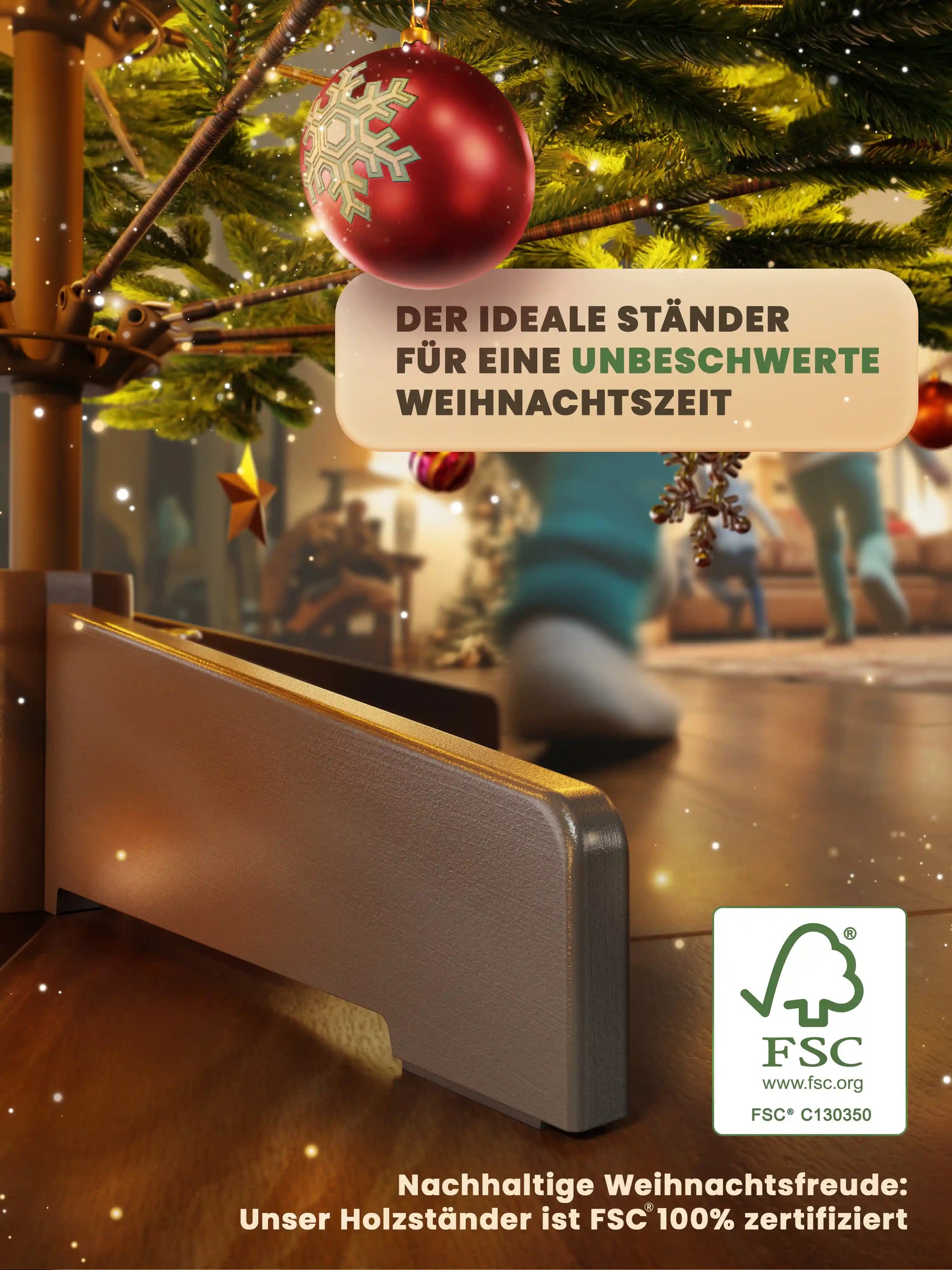 Künstlicher Weihnachtsbaum von ArtiTree mit FSC®-zertifiziertem Holzständer