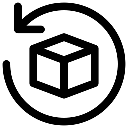 Icon von einem Paket mit einem umkehrenden Pfeil