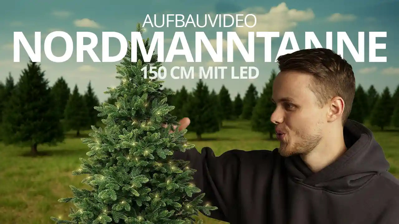 Load video: Aufbauvideo Künstlicher Weihnachtsbaum Nordmanntanne 150 cm mit integrierten LEDs – ArtiTree