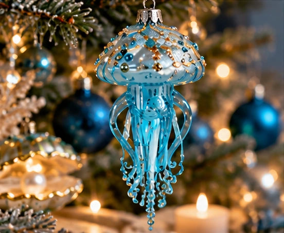 ArtiTree Glasfigur Qualle: blaue Qualle aus der Unterwasserwelt