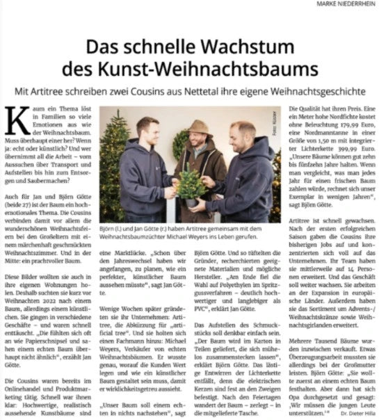 Artikel vom IHK Magazin über die künstlichen Weihnachtsbäume von ArtiTree